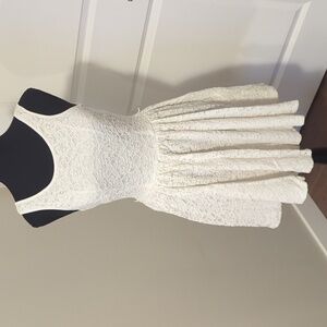 KISMET | White lace lined summer dress, low v back, flared skirt, size small